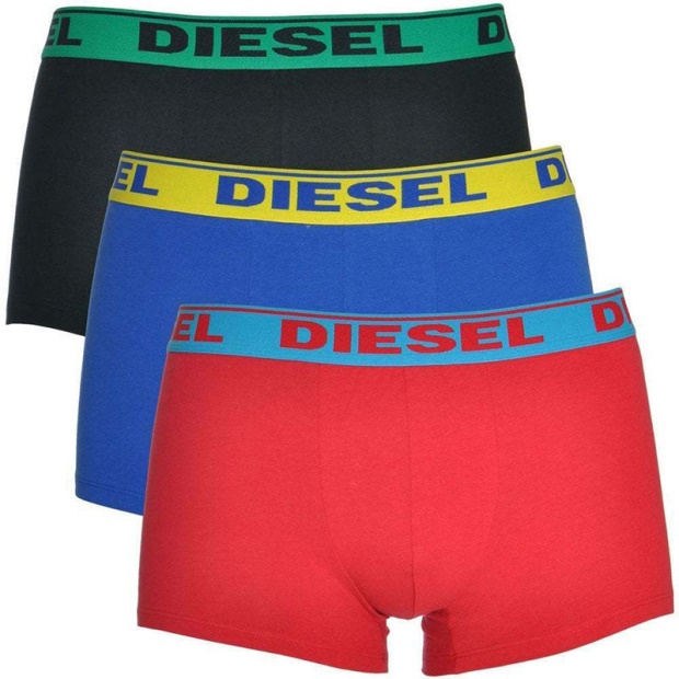 Diesel UK Men's Trunks Boxer Shorts Underwear Pack Of 3 High Quality Men's Trunk Multicolor Blue/Red/Black