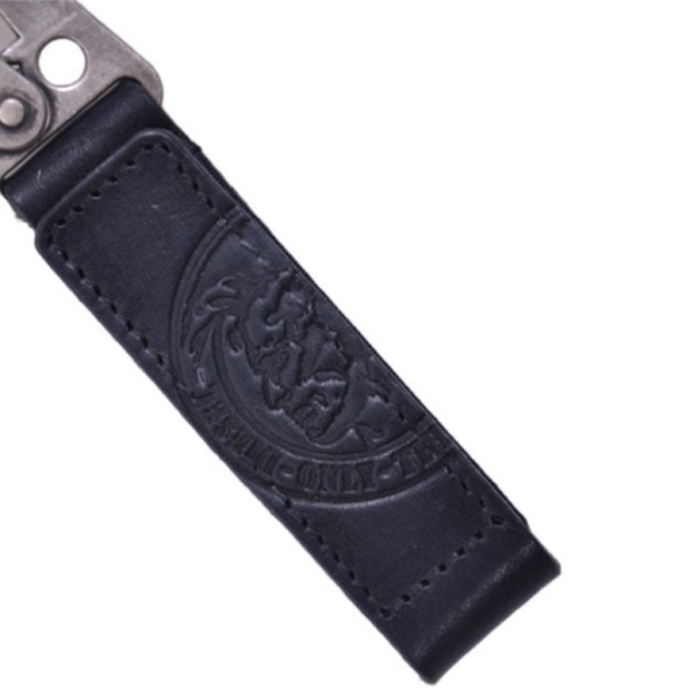 A Curb Men's Keyring Genuine Leather Metal Holder Black Keychain Diesel UK