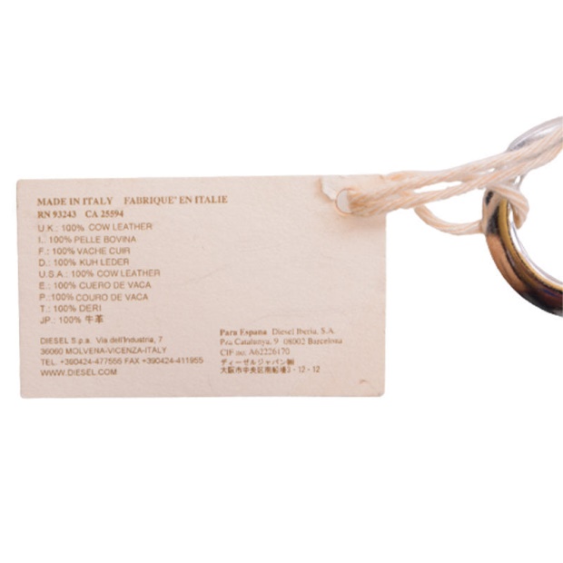 Abos Men's Keyring Genuine Cow Leather Metal Holder Brown Key Holder Diesel UK