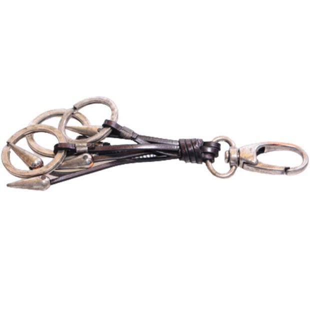 Diesel UK Abapo Men's Keyring Genuine Cow Leather Metal Holder Brown Key Holder