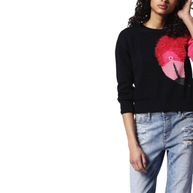 Diesel UK M Flamy A Flamingo 0Hanu Women's Sweatshirt Crew Neck Pullover Knit Jumper