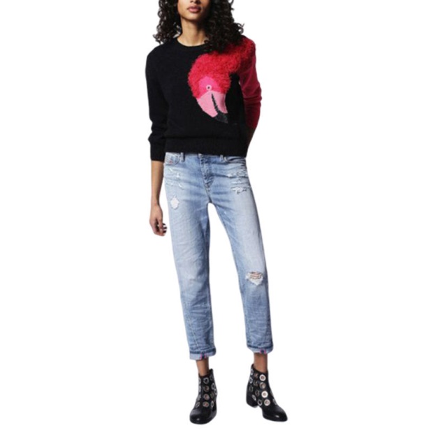 Diesel UK M Flamy A Flamingo 0Hanu Women's Sweatshirt Crew Neck Pullover Knit Jumper