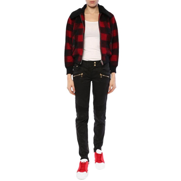 Diesel UK W Rosie Women's Jacket Quilted Buffalo Cropped Check Winter Outwear Wool