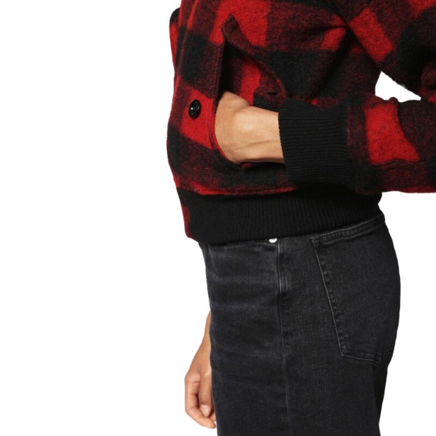 Diesel UK W Rosie Women's Jacket Quilted Buffalo Cropped Check Winter Outwear Wool