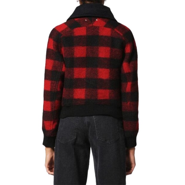 Diesel UK W Rosie Women's Jacket Quilted Buffalo Cropped Check Winter Outwear Wool