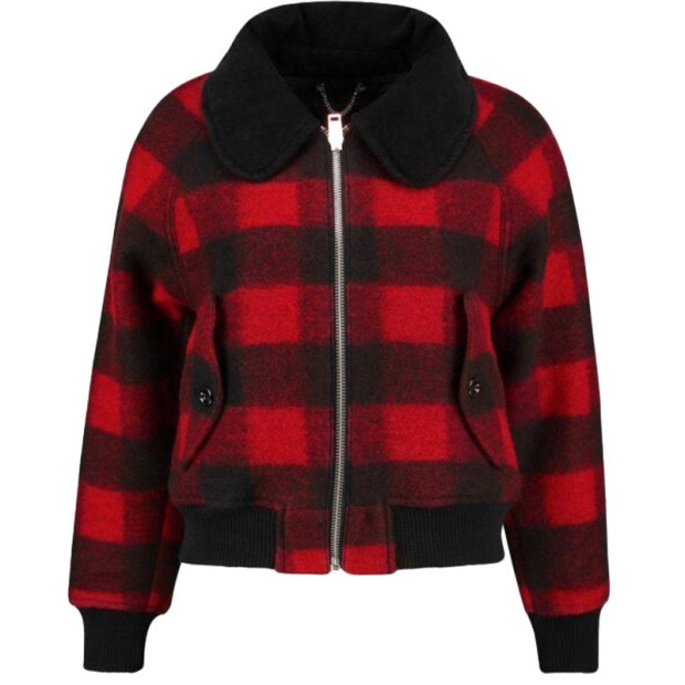 Diesel UK W Rosie Women's Jacket Quilted Buffalo Cropped Check Winter Outwear Wool