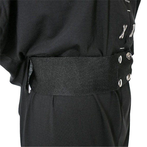 D Alba Women's Long Dress Round Neck Maxi Metal Party Wear Top Belt Black Diesel UK