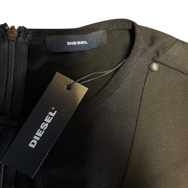 D Kelsey Women's Dress Round Neck Sleeveless Short Top Party Velvet Black Diesel UK