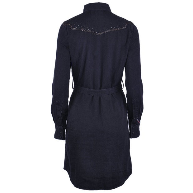 De Pilka W Abito Osacd 900 Women's Denim Dress Black Maxi Full Sleeve Tops Diesel UK