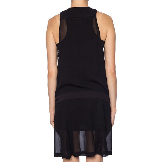 Diesel UK D Lenyne 0Lasf Women's Short Dress Black Double Layered Sleeveless Tops