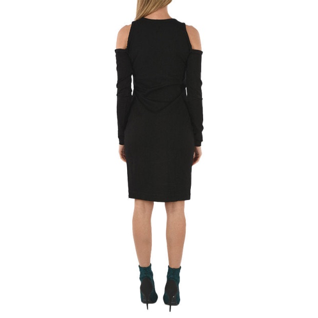 Diesel UK D Cecyl 0Dapr Women's Short Dress Cotton Black Long Sleeve Crew Neck Tops