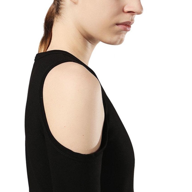 Diesel UK D Cecyl 0Dapr Women's Short Dress Cotton Black Long Sleeve Crew Neck Tops