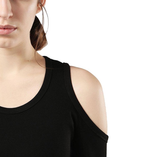 Diesel UK D Cecyl 0Dapr Women's Short Dress Cotton Black Long Sleeve Crew Neck Tops