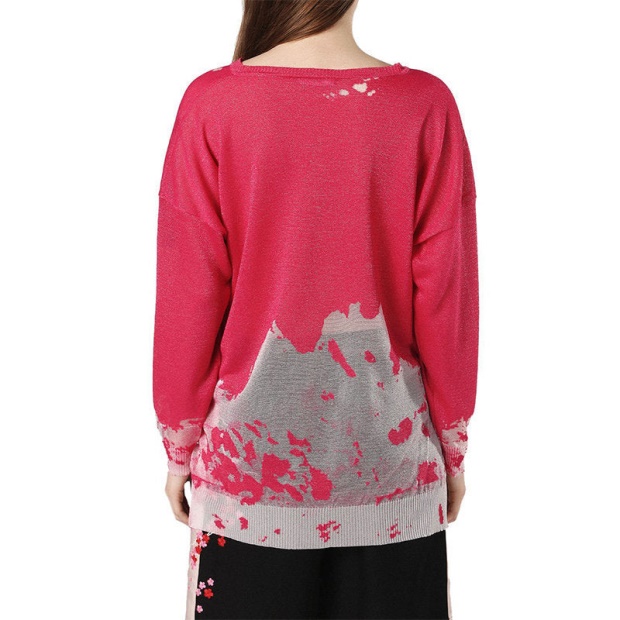 Diesel UK M Sport Women's Dress V Neck Long Sleeve Pullover Regular Pink Tops