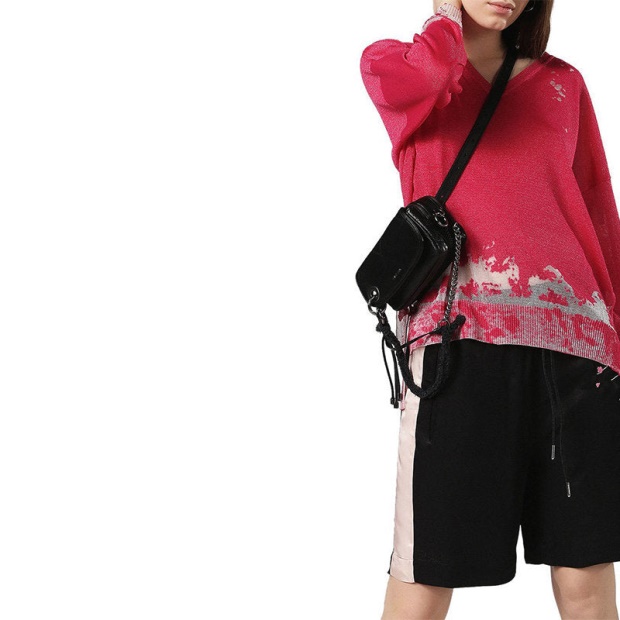 Diesel UK M Sport Women's Dress V Neck Long Sleeve Pullover Regular Pink Tops