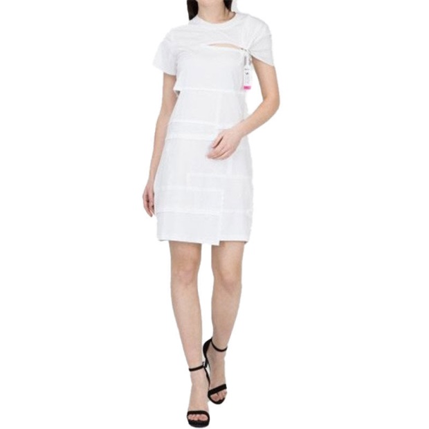 D Milia Women's Dress Round Neck Patchwork Dress Regular Fit Casual Tops Diesel UK