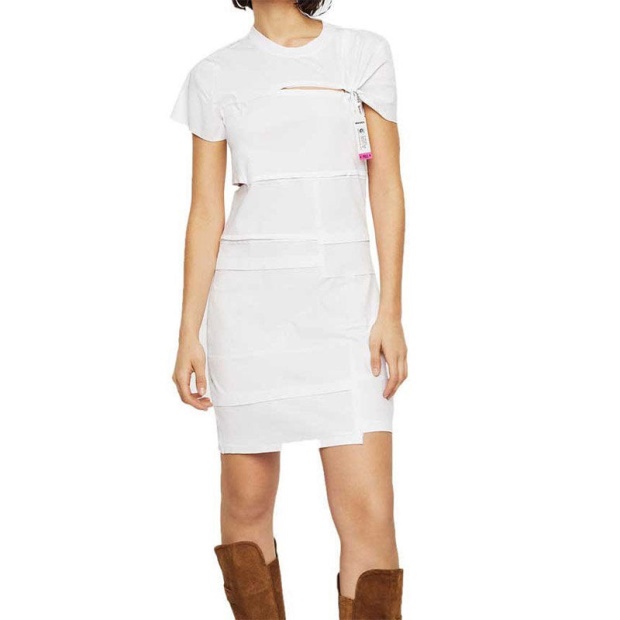 D Milia Women's Dress Round Neck Patchwork Dress Regular Fit Casual Tops Diesel UK