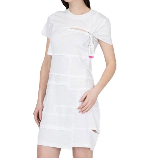 D Milia Women's Dress Round Neck Patchwork Dress Regular Fit Casual Tops Diesel UK