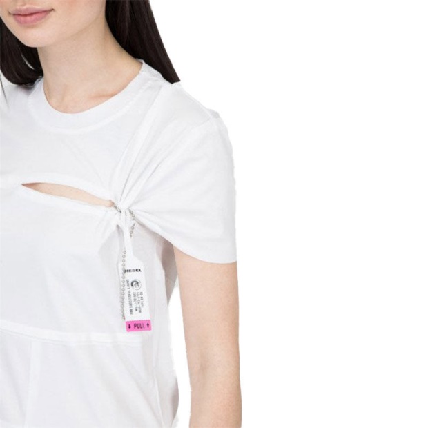 D Milia Women's Dress Round Neck Patchwork Dress Regular Fit Casual Tops Diesel UK