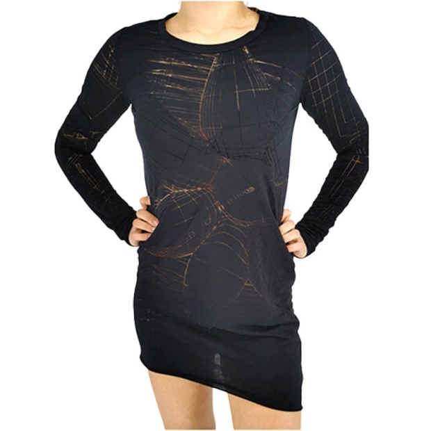 T Charl Women's Dress Round Neck Short Dress Long Sleeves Relaxed Fit Tops Diesel UK