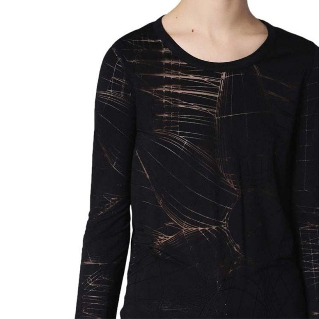 T Charl Women's Dress Round Neck Short Dress Long Sleeves Relaxed Fit Tops Diesel UK