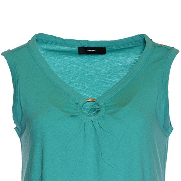 Diesel UK D Isbel Women's Dress Plain Sleeveless Green Summer Casual And Party Wears