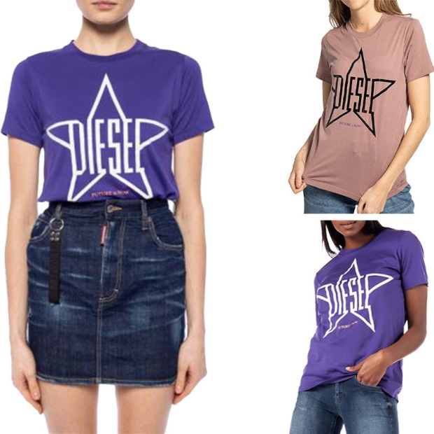 Diesel UK T Sily Za Women's T Shirt Crew Neck Short Sleeve Top Casual Summer Tee New