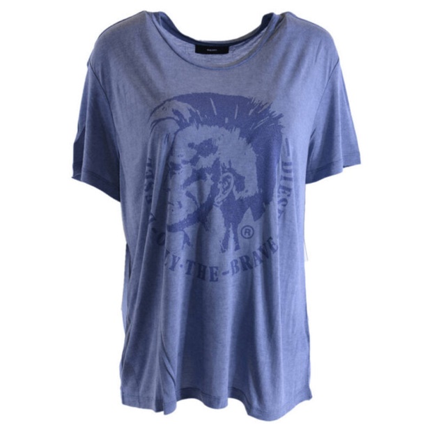 T Moriprint Women's T Shirts Crew Neck Short Sleeve Classic Loose Fit Tee Diesel UK Grey