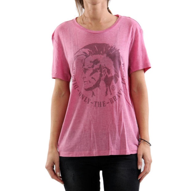 T Moriprint Women's T Shirts Crew Neck Short Sleeve Classic Loose Fit Tee Diesel UK Grey