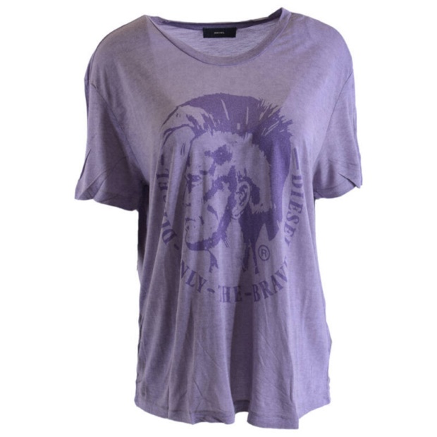 T Moriprint Women's T Shirts Crew Neck Short Sleeve Classic Loose Fit Tee Diesel UK Grey