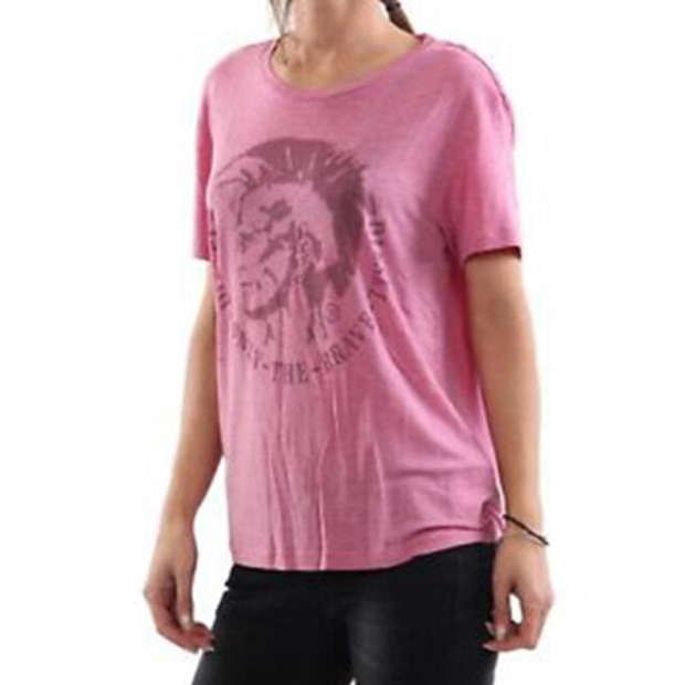 T Moriprint Women's T Shirts Crew Neck Short Sleeve Classic Loose Fit Tee Diesel UK Grey