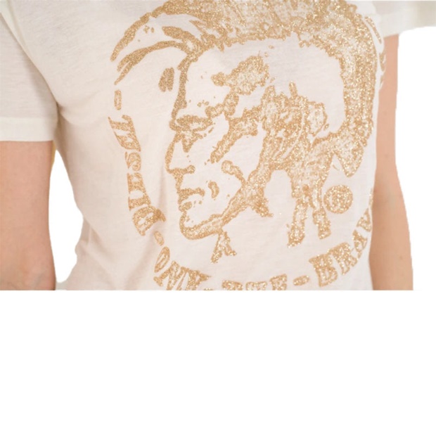 White/Black Diesel UK T Mori Women's T Shirt Crew Neck Short Sleeve Casual Summer Cotton Top New