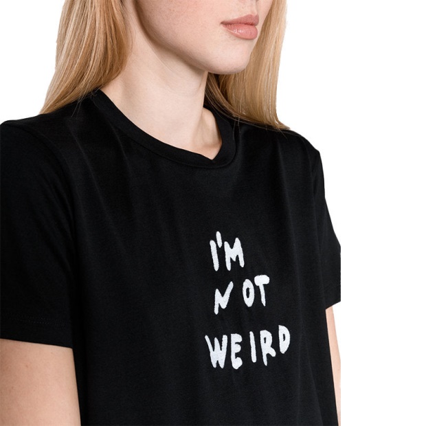 T Flavia B Women's T-Shirt Crew Neck Short Sleeve Casual Summer Black Tops Diesel UK