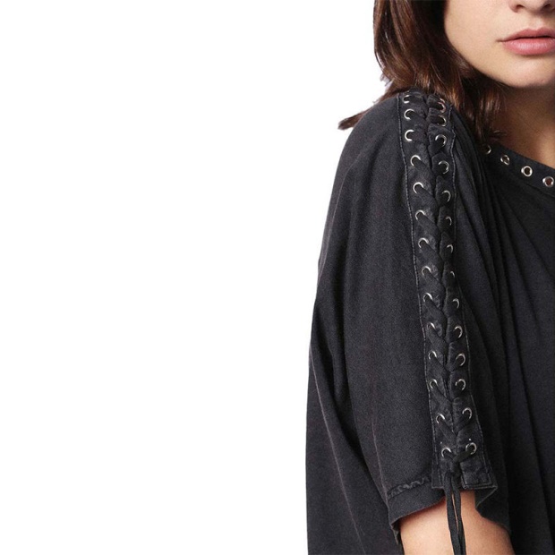 Diesel UK T Leox A Women's T Shirt Large Neck Short Sleeves Relax Fit Casual Tops