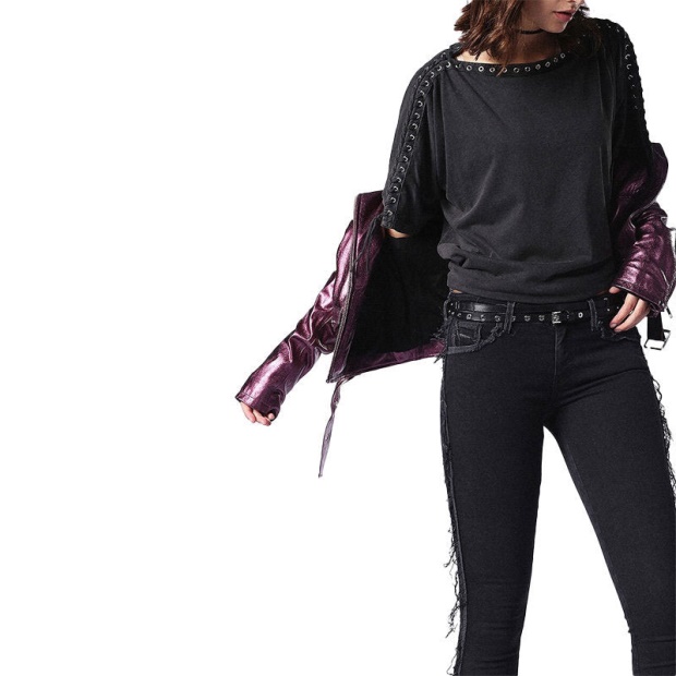 Diesel UK T Leox A Women's T Shirt Large Neck Short Sleeves Relax Fit Casual Tops