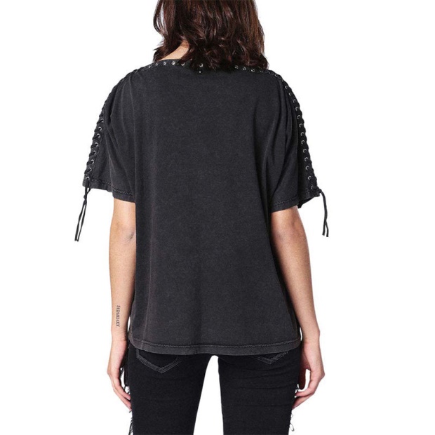 Diesel UK T Leox A Women's T Shirt Large Neck Short Sleeves Relax Fit Casual Tops