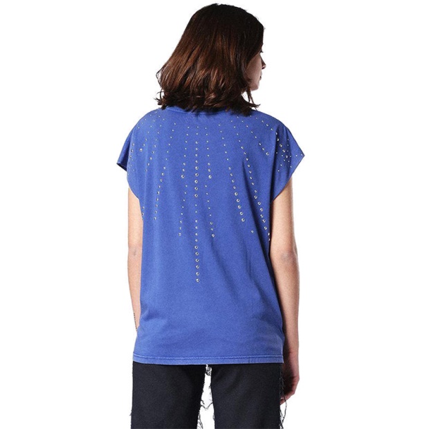 Diesel UK T Hanx Women's T Shirt Round Neck Short Sleeves Relax Fit Casual Tops Blue