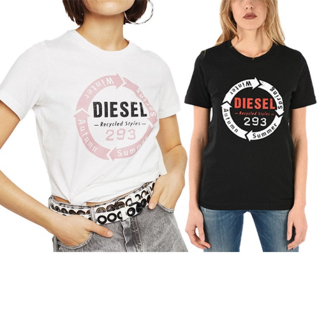 Diesel UK T Sily C1 Women's T Shirt Crew Neck Short Sleeves Slim Fit Casual Tops