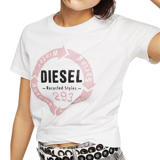 Diesel UK T Sily C1 Women's T Shirt Crew Neck Short Sleeves Slim Fit Casual Tops