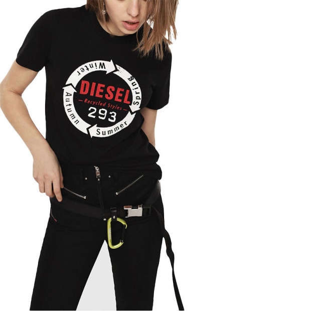 Diesel UK T Sily C1 Women's T Shirt Crew Neck Short Sleeves Slim Fit Casual Tops