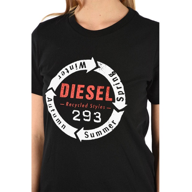 Diesel UK T Sily C1 Women's T Shirt Crew Neck Short Sleeves Slim Fit Casual Tops