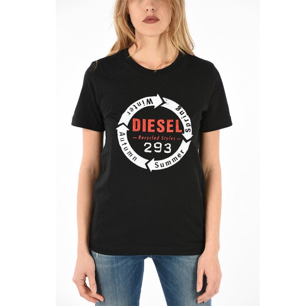 Diesel UK T Sily C1 Women's T Shirt Crew Neck Short Sleeves Slim Fit Casual Tops