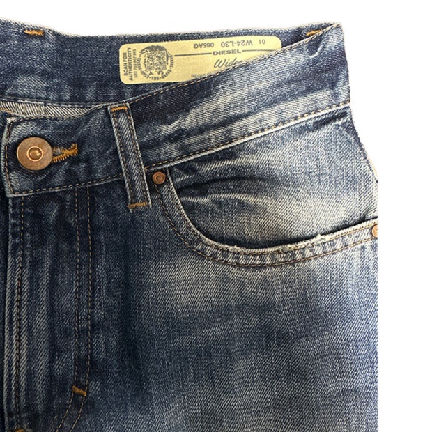 Diesel UK Widee 085Ag Women's Jeans Straight Ladies Distress Faded Denim Pants Blue