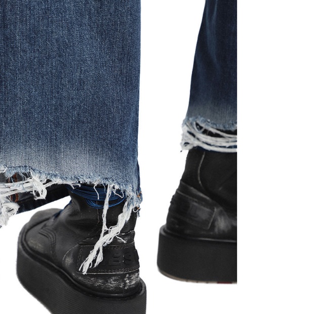 Diesel UK Widee 085Ag Women's Jeans Straight Ladies Distress Faded Denim Pants Blue