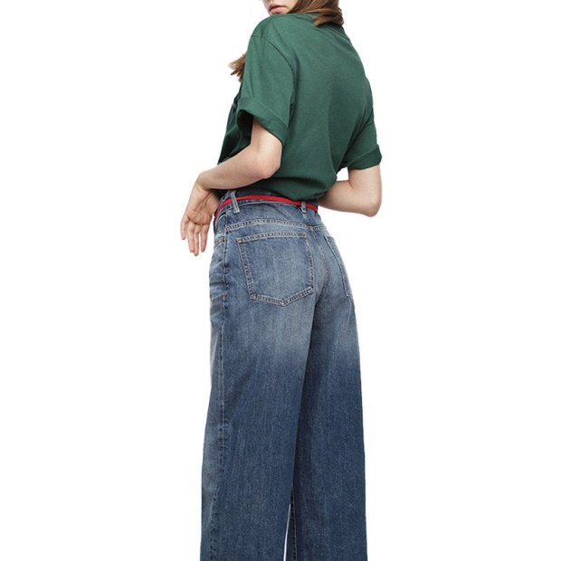 Diesel UK Widee 085Ag Women's Jeans Straight Ladies Distress Faded Denim Pants Blue