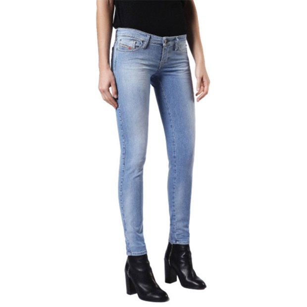 Diesel UK Skinzee Low 084Cr Women's Denim Jeans Super Skinny Fit Blue Faded Zip Fly