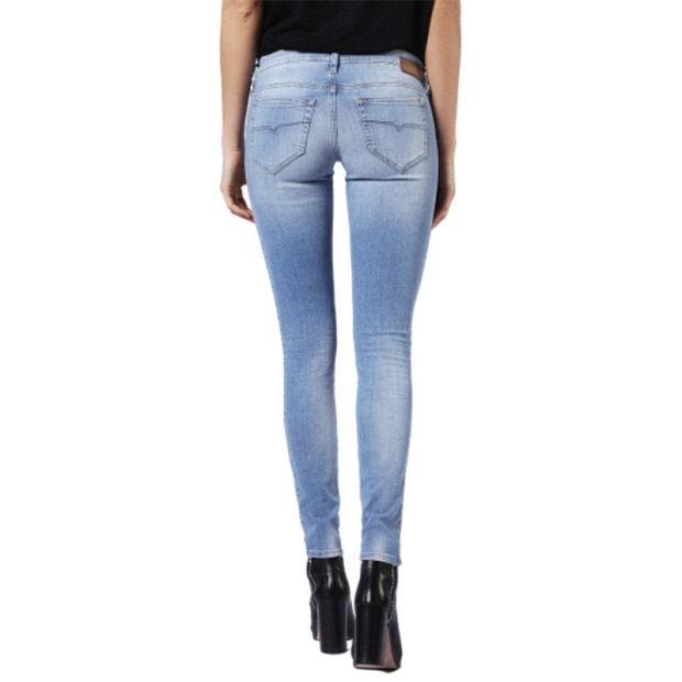 Diesel UK Skinzee Low 084Cr Women's Denim Jeans Super Skinny Fit Blue Faded Zip Fly