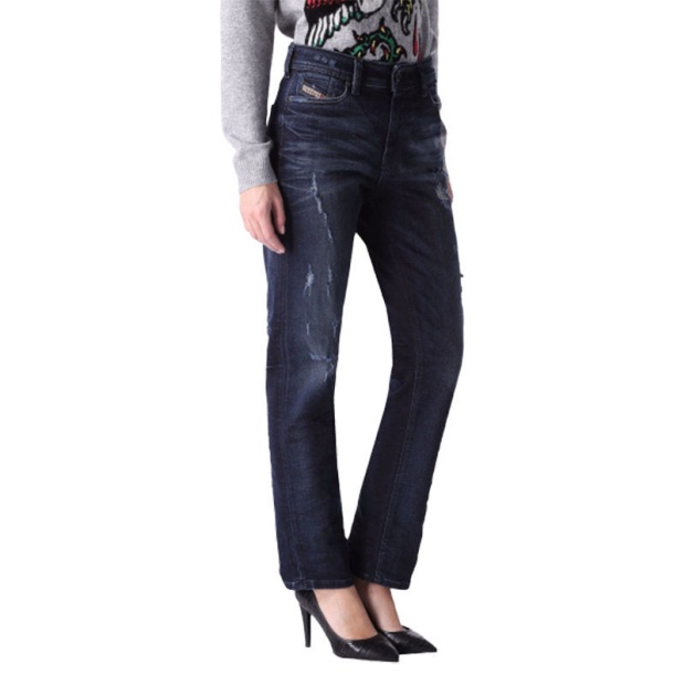 Diesel UK Women's Denim Jeans Reen 0844T Distress Regular Fit Straight Leg Dna Jeans