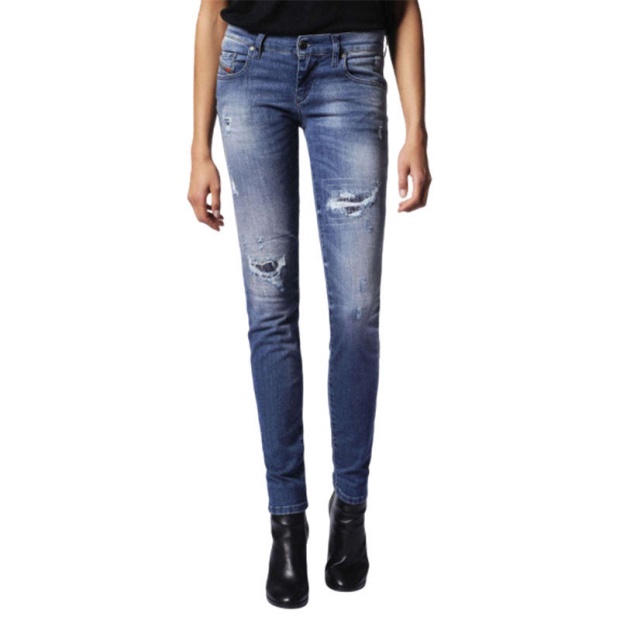 Grupee 0679C Women's Jeans Super Slim Fit Distress Casual Blue Denim Pants Diesel UK
