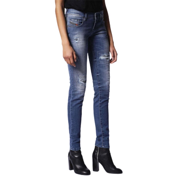 Grupee 0679C Women's Jeans Super Slim Fit Distress Casual Blue Denim Pants Diesel UK